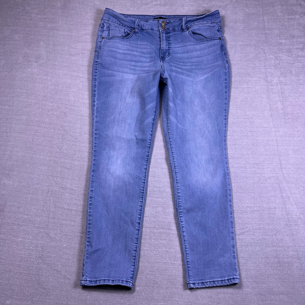 Miss Poured In Blue Skinny Stretch‎ Mid Rise Jeans Women 14 Blue Cotton Blend